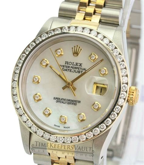 rolex datejust diamond bezel 2 tone watch|36mm rolex datejust diamond bezel.